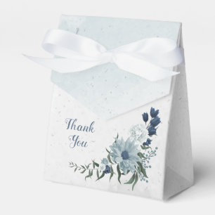 romantische weiße Marine- & staubblaue Blumenhochz Geschenkschachtel