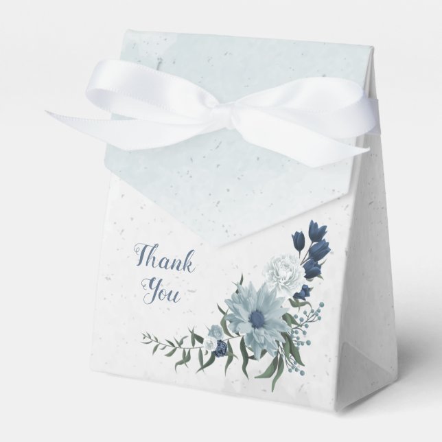 Romantische weiße Marineinfanterie & dustige blaue Geschenkschachtel (Vorderseite)