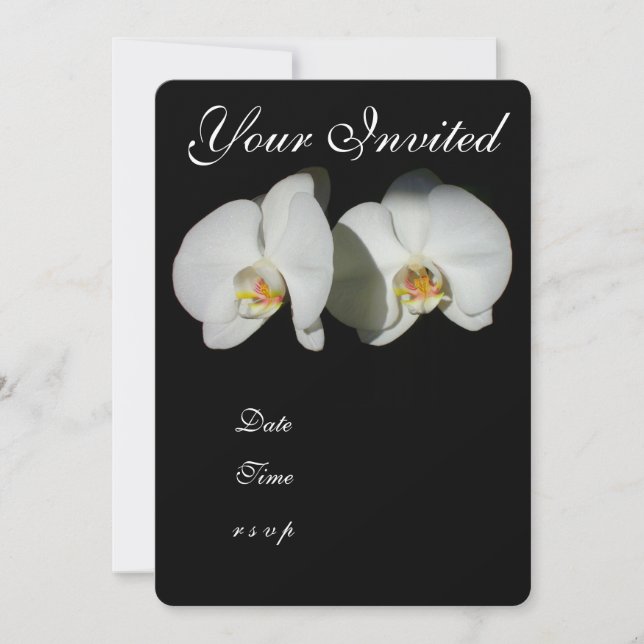 Romantische Weiße Orchideen, tropisches Foto Einladung (Vorderseite)