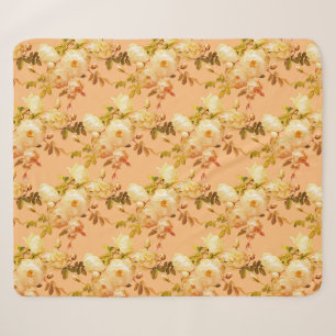Romantische weiße Rosen auf Orange Sherpadecke