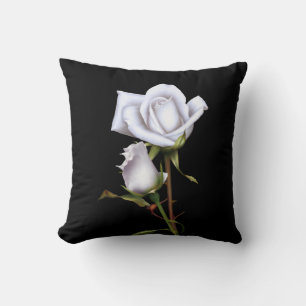 Romantische weiße Rosen Elegante Blumen Glam Schwa Kissen