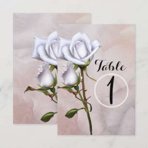Romantische Weiße Rosen Elegante Tischnummer