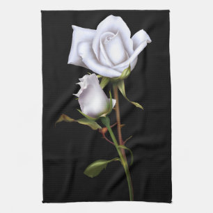 Romantische Weiße Rosen Eleganter Floraler Glam Sc Geschirrtuch