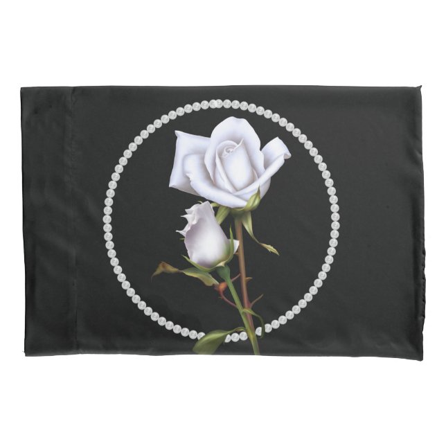 Romantische Weiße Rosen Elegantes Blumenmuseum Sch Kissenbezug (Vorderseite)