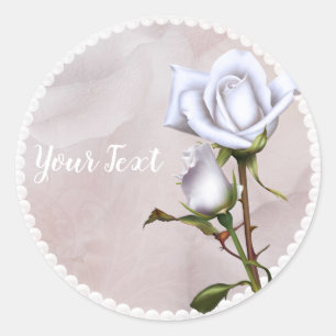Romantische weisse Rosen Elegantes Hochzeitsgesche Runder Aufkleber