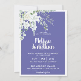 Romantische weiße sanfte Blume lila Foto Hochzeit Einladung