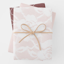 Romantische Weißrosen Blush Pink Hochzeit Geschenkpapier Set
