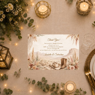 Romantische Western-Wüsten-Hochzeit Dankeskarte