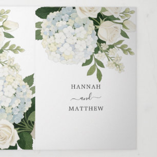 Romantische White Hydrangea Rose Elegante Wedding  Dreifach Gefaltete Einladung