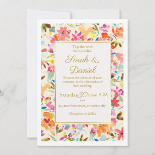 Romantische Wildblume Boho Einladung Hochzeit