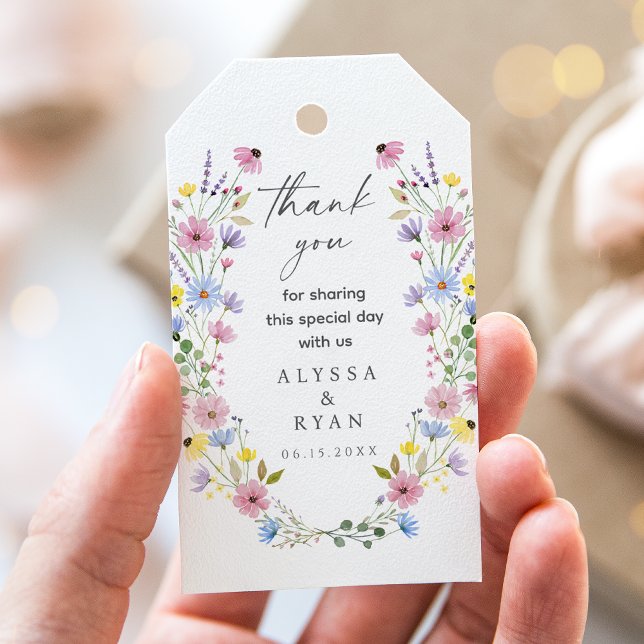 Romantische Wildblume Boho Garden Hochzeit Geschenkanhänger (Von Creator hochgeladen)