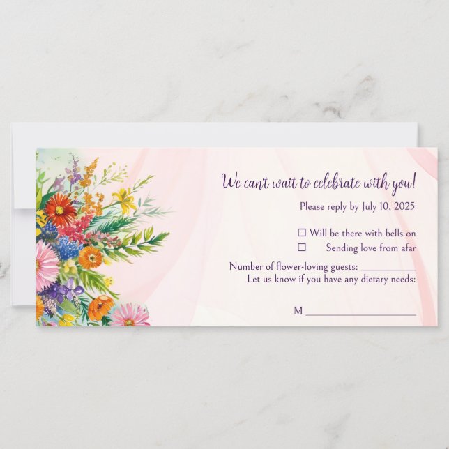 Romantische Wildblume Frühjahrskarten für Hochzeit (Vorderseite)