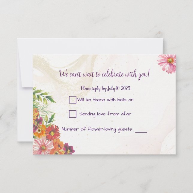 Romantische Wildblume Frühjahrskarten für Hochzeit RSVP Karte (Vorderseite)