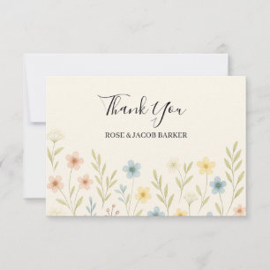 Romantische Wildblume Hochzeit Flat Danke Karte