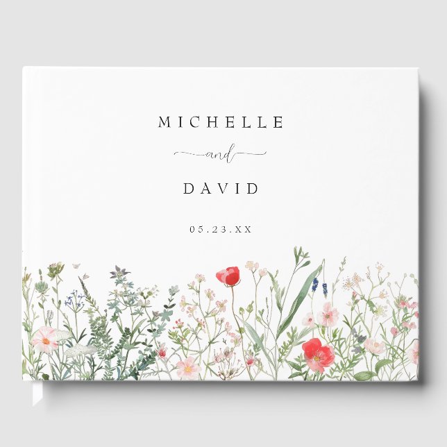 Romantische Wildblume Hochzeit Gästebuch (Vorderseite)