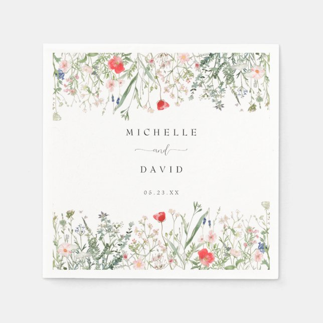 Romantische Wildblume Hochzeit Serviette (Vorderseite)