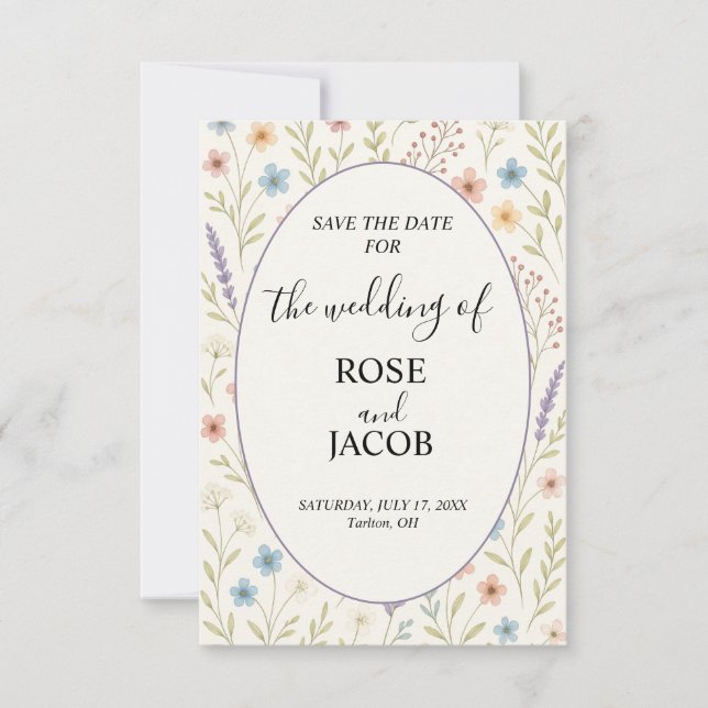 Romantische Wildblume Hochzeit speichern das Datum Save The Date (Vorderseite)