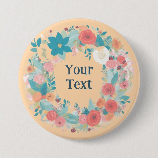 Romantische Wildblume Wreath Lapel Bewunderung Button (Vorderseite)