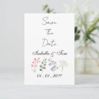 Romantische Wildblumen-Botanik-Hochzeit Save the Date