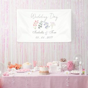 Romantische Wildblumen-Botanik-Lavendel-Hochzeit Banner