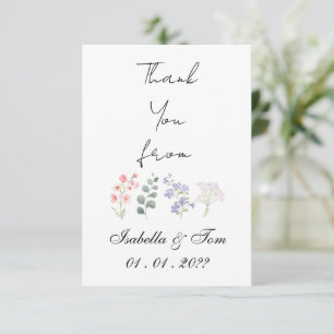 Romantische Wildblumen-Botanik-Lavendel-Hochzeit Dankeskarte