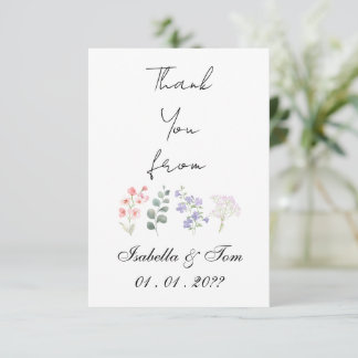 Romantische Wildblumen-Botanik-Lavendel-Hochzeit Dankeskarte