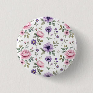 Romantische Wildblumen-Botanik-Pin-Schaltfläche Button