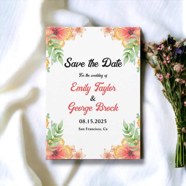 Romantische Wildblumen Hochzeit der Wasserfarben Save The Date (Von Creator hochgeladen)