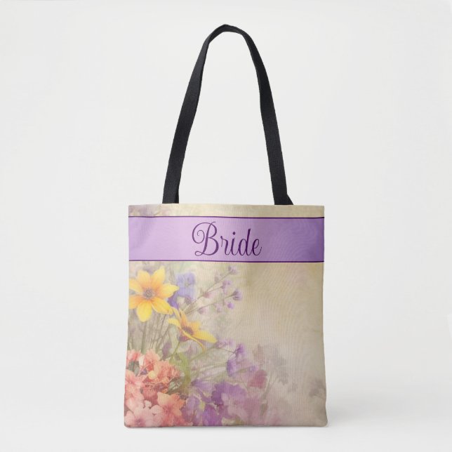 Romantische Wildblumen Hochzeit Tasche (Vorderseite)