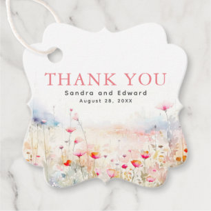Romantische Wildblumen Pastel Wedel Vielen Dank Geschenkanhänger