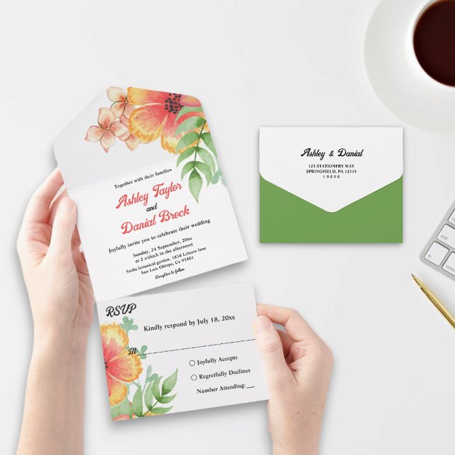 Romantische Wildblumen Rustikale Herbsthochzeit All In One Einladung (Von Creator hochgeladen)