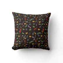 Romantische Wildblumen und Schmetterlinge schwarz