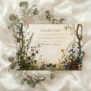 Romantische wilde Gartenhochzeit Dankeskarte
