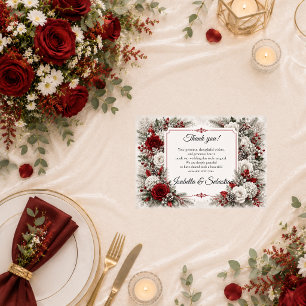 Romantische Winter-Beeren-Eleganz-Hochzeit Dankeskarte