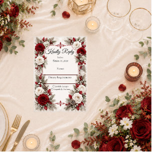 Romantische Winter-Beeren-Eleganz-Hochzeit RSVP Karte