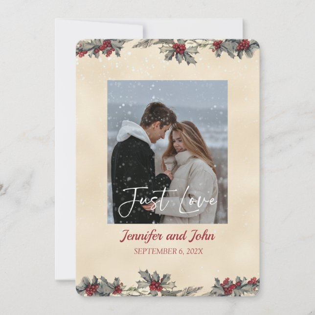 Romantische Winterhochzeit Einladung (Vorderseite)