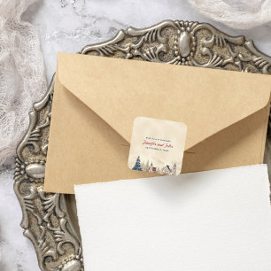 Romantische Winterhochzeit Quadratischer Aufkleber