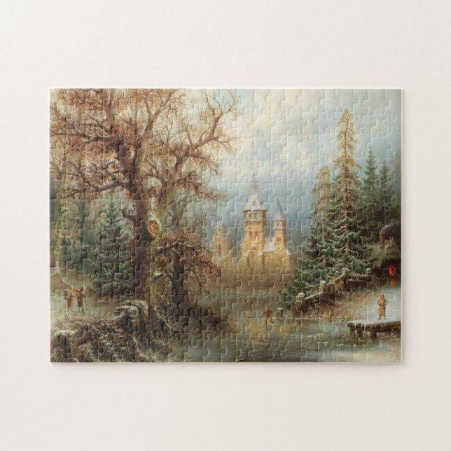 Romantische Winterlandschaft mit Eis-Skatern (Horizontal)