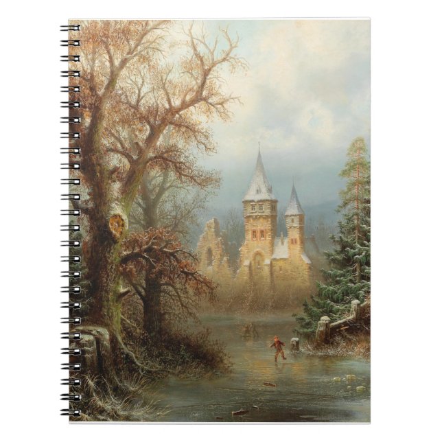 Romantische Winterlandschaft mit Eis-Skatern Notizblock (Vorderseite)