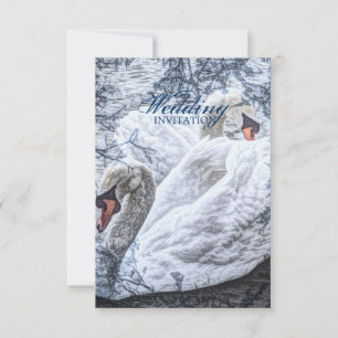 romantische Wintermesse Weißschwan Einladung