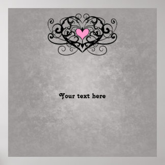 Romantische Wirbel und Herzen Poster