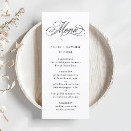 Romantische Wirble Kalligrafie-Hochzeit Menükarte