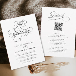 Romantische Wirble Kalligraphie auf einer Hochzeit Einladung