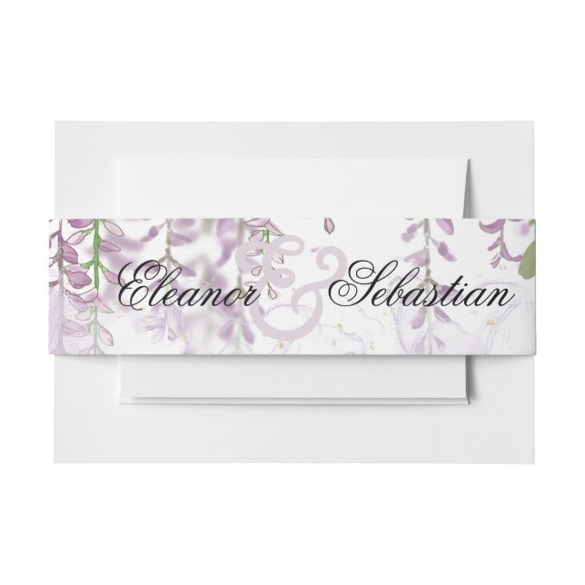 Romantische Wisteria Lila Wedding Einladungsbanderole (Vorderseite Beispiel)