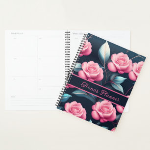 romantische, zarte, rosa Rosen Muster Planer
