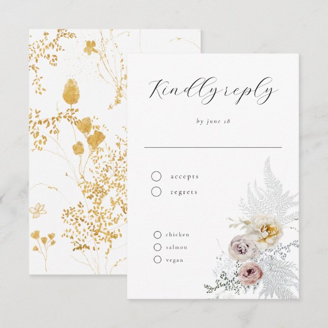 Romantische Zartkalligraphie RSVP Karte (Vorne/Hinten)