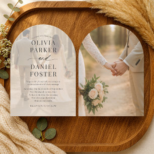 Romantische zeitgenössische Foto-Overlay-Hochzeit Einladung