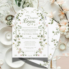 Romantische zeitlose Blumen Elegante Hochzeit Einladung