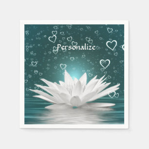 Romantische Zen White Lotus & Hearths Personalisie Serviette