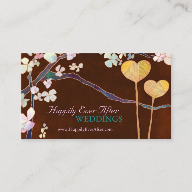 Romantische Zwei Herzen Hochzeitsplaner Visitenkarte (Vorderseite)